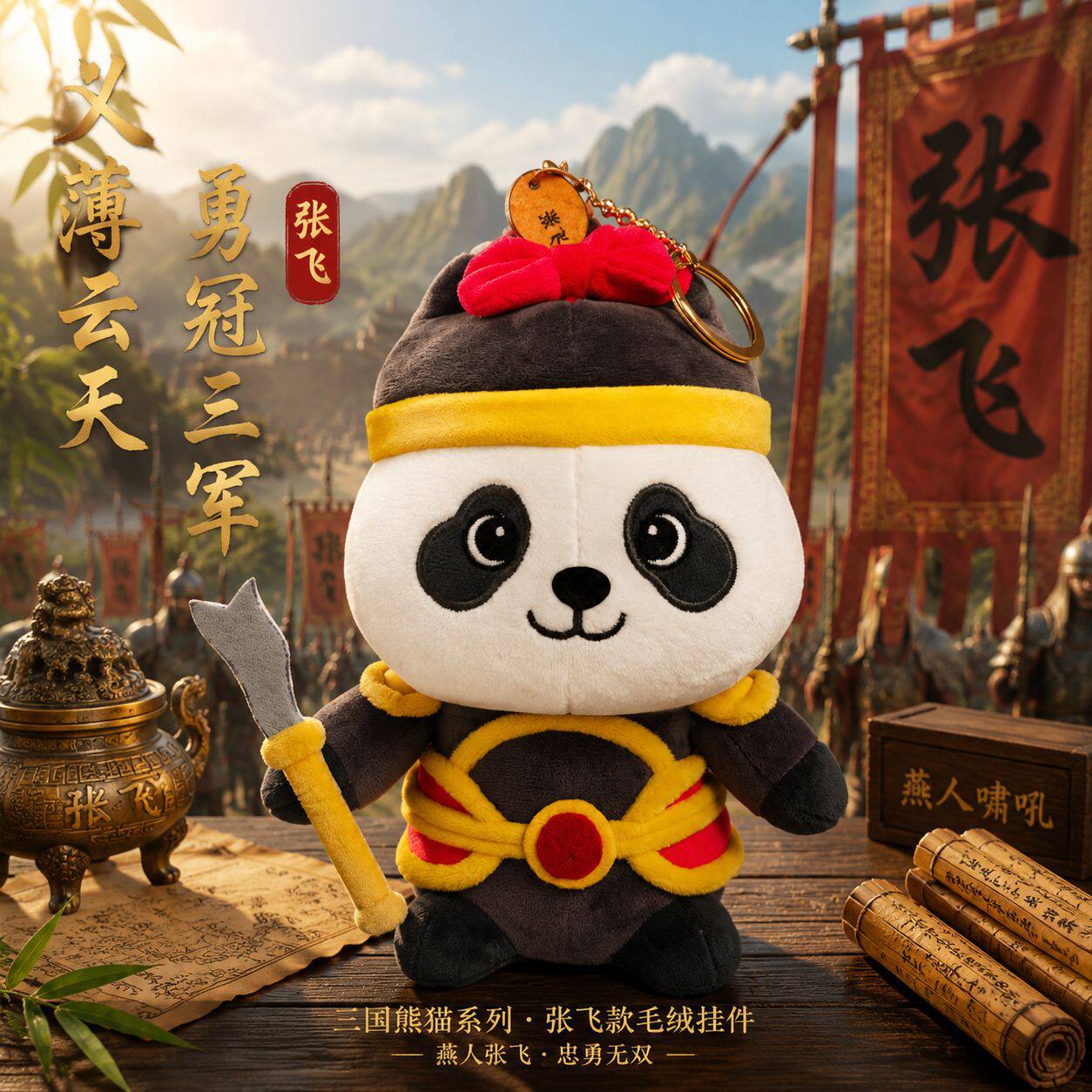 三国熊猫公仔挂件盲盒 软萌卡通娃娃儿童礼品礼盒 可爱玩偶摆件礼