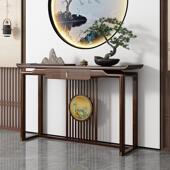 新中式 玄关桌乌金木条案客厅入户门供桌靠墙玄关台超窄实木玄关柜