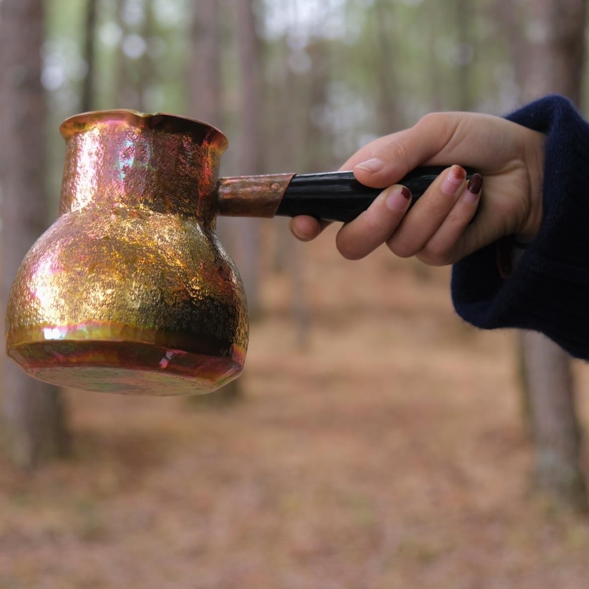 日式手工紫铜烤茶罐侧把茶海牛角把加厚耐热分茶器800ml覆古公杯