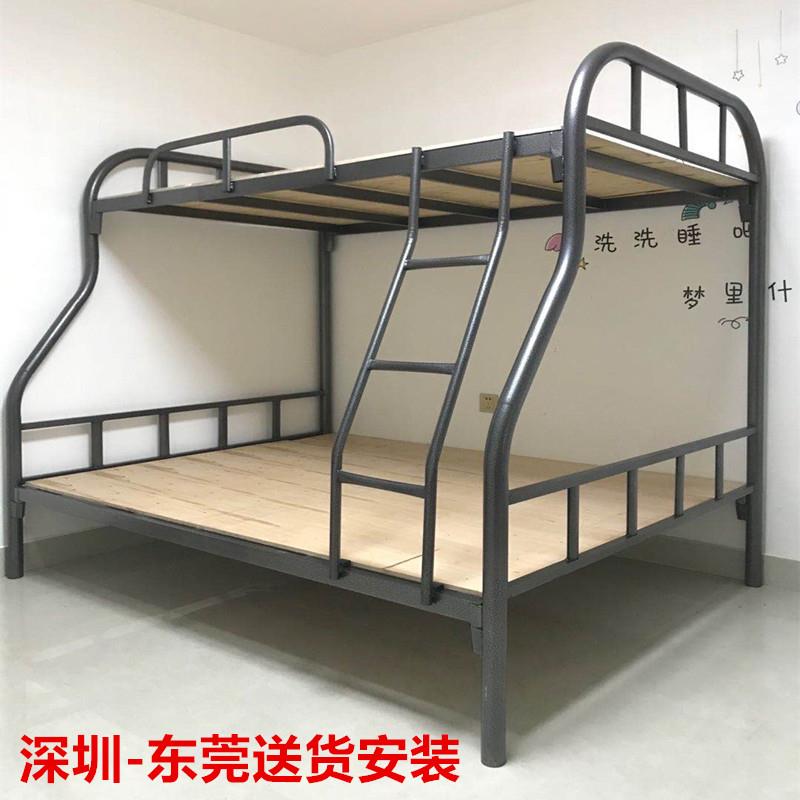 双人子母床钢架床高低床上下铺铁艺学生铁架床双层床宿舍床架子床