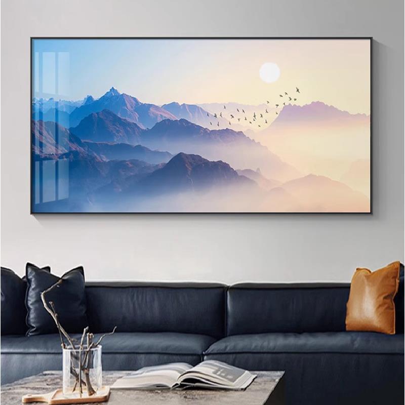 山水画横版装饰画风景画客厅挂画现代轻奢沙发背景墙办公室墙壁画