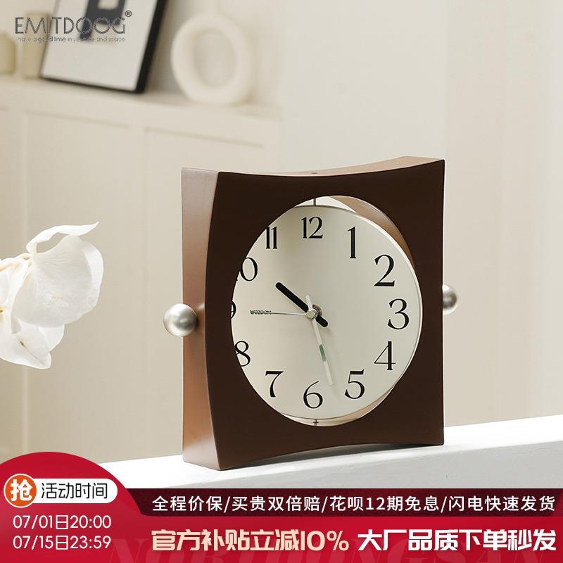 EMITDOOG轻奢覆古风摆台式时钟简约桌面摆件客厅卧室座钟装饰品