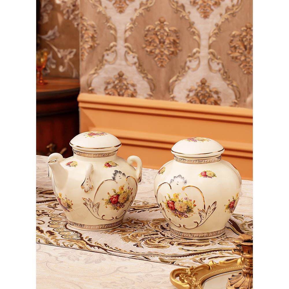 欧式陶瓷酒瓶撑结婚女方陪嫁糖罐酒坛乔迁新居密封糖果罐茶叶罐子