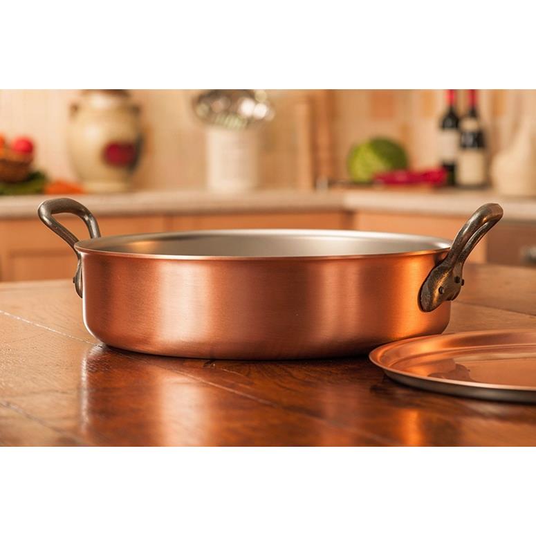 FALK特厚紫铜锅深煎锅双耳主厨锅圣诞节家用组合煲法式宫廷风明火