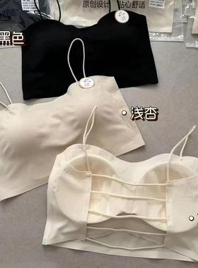 19038美背内衣性感露背抹胸女薄款冰丝无痕防走光裹胸吊带小背心