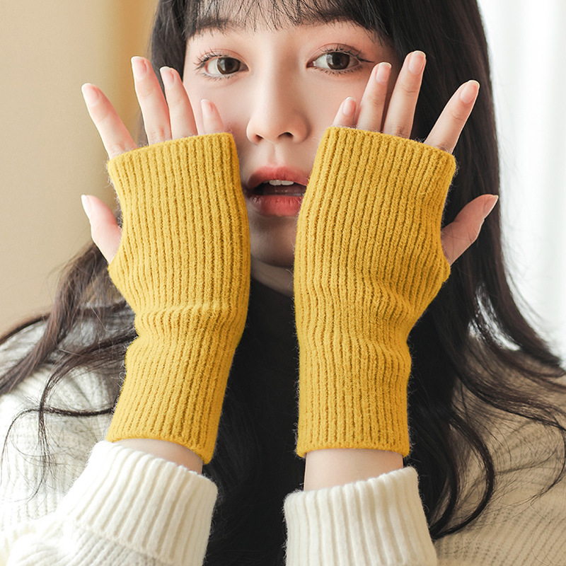 羽绒服袖口防脏假袖子加长半指手套女2024秋冬季保暖防风针织护腕