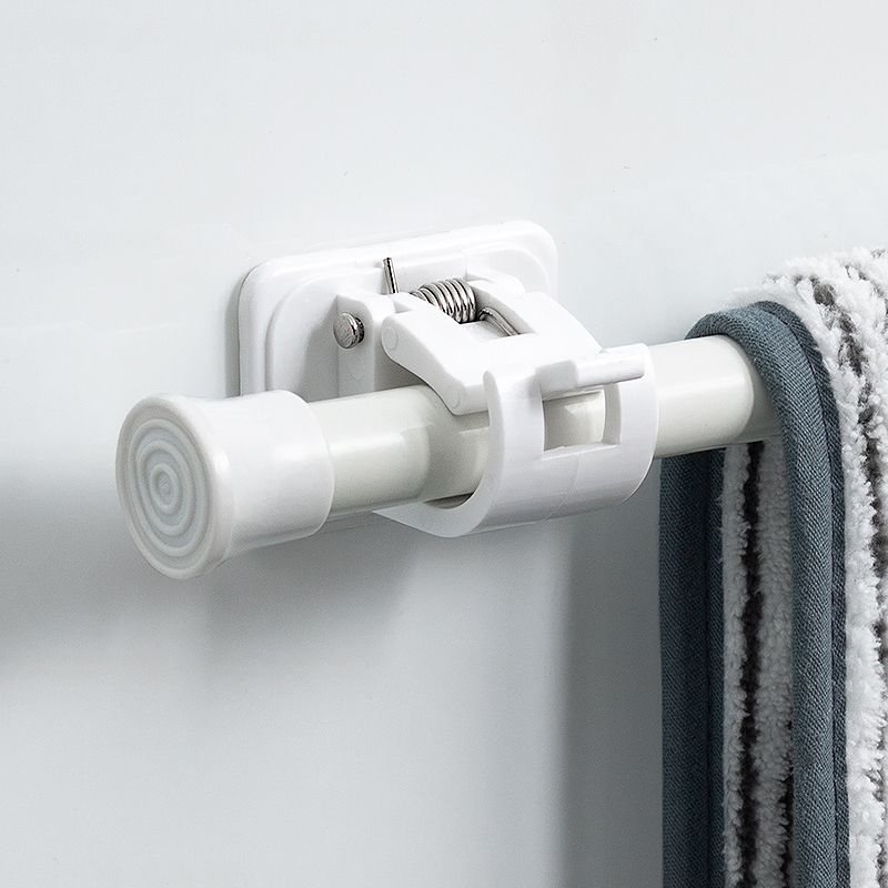 帘杆挂钩卡扣式窗帘杆夹固定器免打孔支架夹子横杆门帘伸缩杆粘钩