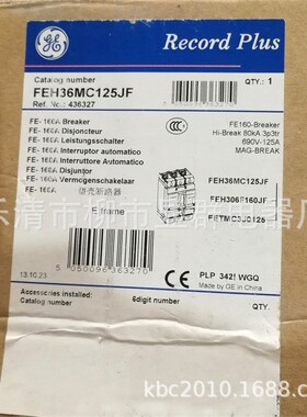 GE 塑壳断路器 FE160 FEH306F160JF FEH36MC125JF