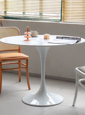 岩板餐桌圆现代简约小户型餐厅白色亮光家用饭桌2022新款桌子