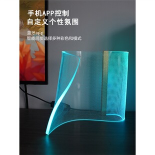 LED导光亚克力氛围台灯电竞房卧室USB口拾音律动幻彩新奇特桌搭