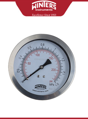 WINTERS文特斯压力表PFQ-40轴向充油耐震-0.1-100MPa精度1.6包邮