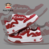 学生运动鞋 大嘴猴新款 情侣款 男厚底增高休闲鞋 新年红女鞋 低帮板鞋