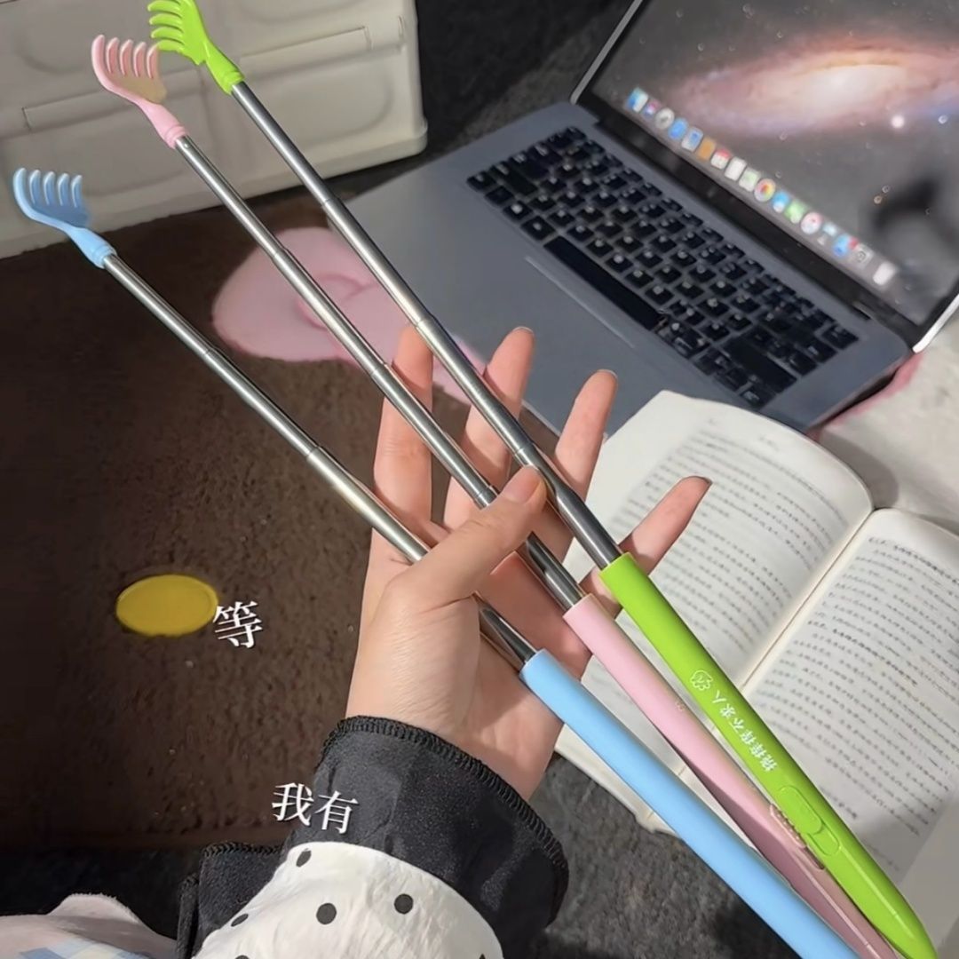 可以挠痒痒的圆珠笔创意伸缩中性笔按动油笔小学生专用黑色签字