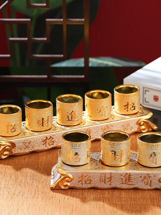 Ceramic Gold-Plated Fortune-Attracting Water Cup for Home Use, Used for Offering to Deities, Buddhist Offering Cup, Ornament, Water Offering, Purification Cup, Guanyin, God of Wealth