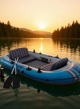 intex 66324加厚四人船充气船皮划艇橡皮艇钓鱼船充气式