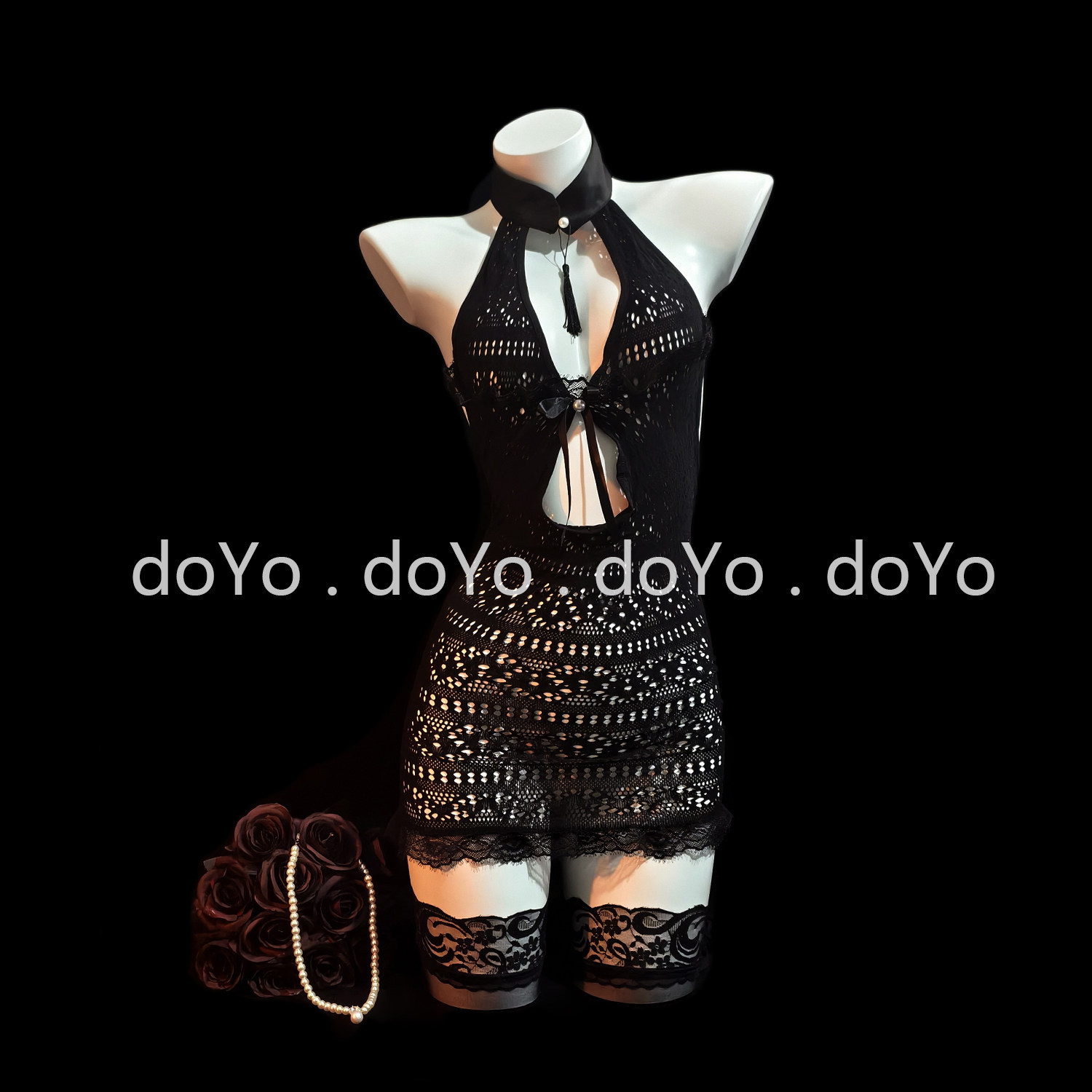 doYo情趣内衣2026新款性感小胸古风旗袍包臀裙制服诱惑战袍纯欲黑