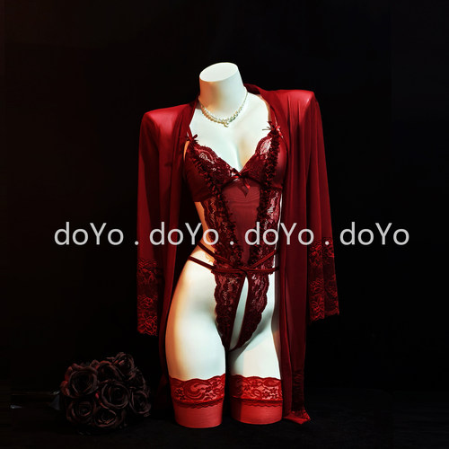 doYo成人情趣内衣女性感小胸连体红色蕾丝睡衣套装战袍诱惑装qqny