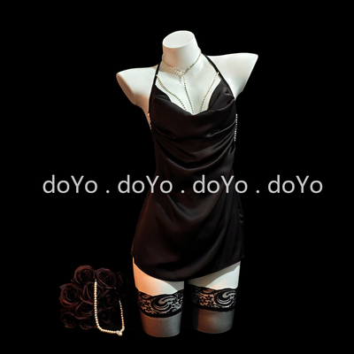 doYo情趣内衣性感睡衣女士冰丝吊带高级感战袍黑色大尺度纯欲qqny