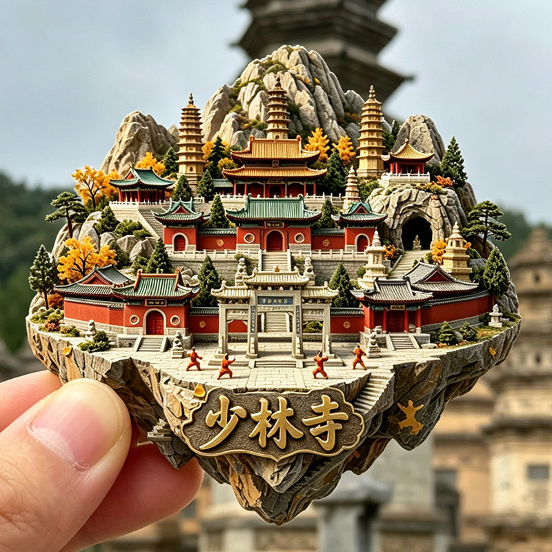 【河南郑州登封嵩山少林寺冰箱贴】塔林武术古寺旅游打卡文创磁贴