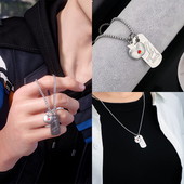 恋与深空夏以昼同款 项链金属方牌come链条锁骨链潮时尚 百搭不掉色