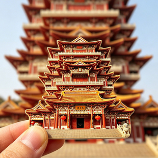 【通天阁冰箱贴】徐州宝莲寺文创旅游打卡纪念仿唐古建筑磁吸贴饰
