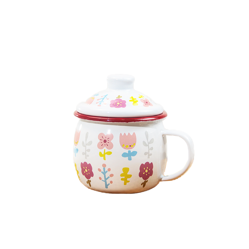 加厚可爱搪瓷水杯茶杯胖肚杯复古小清新口杯马克杯幼儿园牛奶杯