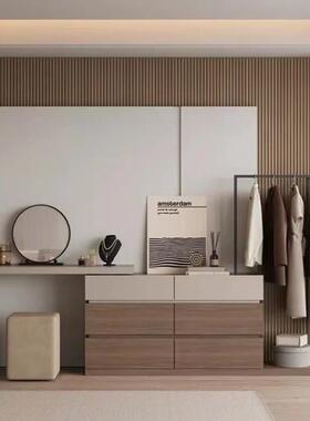 Fls现代简约斗柜梳妆台卧室床尾衣帽架多功能一体收纳储物柜实木