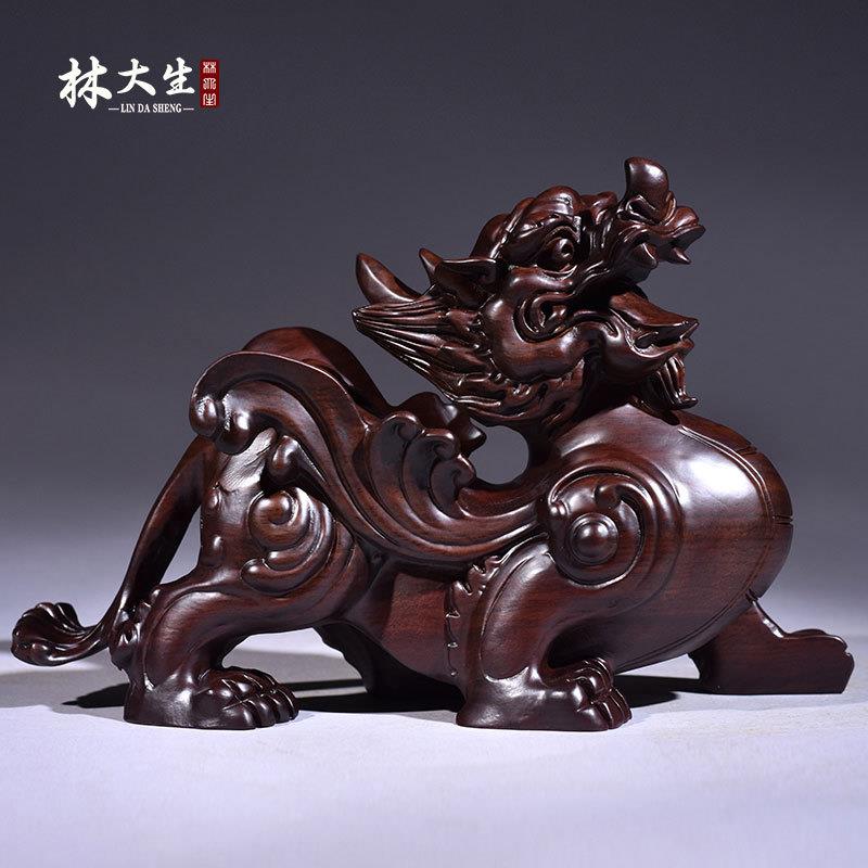黑檀木雕貔貅摆件一对家居客厅玄关办公室装饰工艺品店铺开业送礼