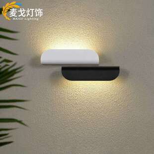 壁灯黑白极简约门牌灯露台楼梯过道阳台卷叶室内外墙壁挂式户外