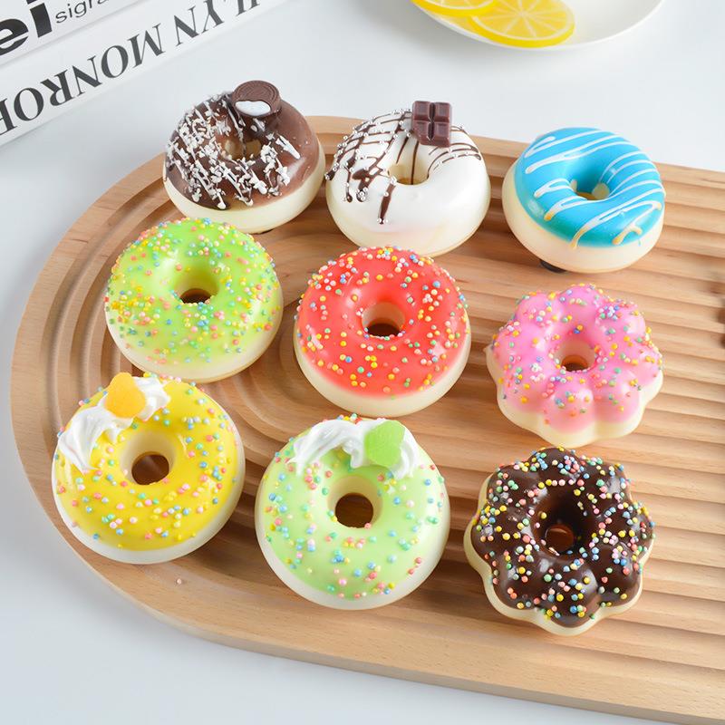 直播同款慢回弹仿真甜甜圈模型蛋糕甜点立体冰箱贴食玩减压玩具