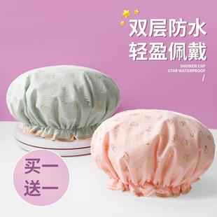 双层膜浴帽防水女洗澡家用防油烟头套女童干新发专用沐浴帽款