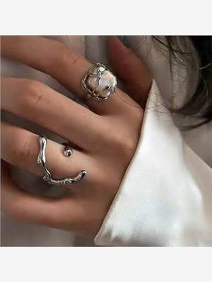 月光森林~超仙珍珠戒指女小众设计气质食指戒个性时尚高级感指环