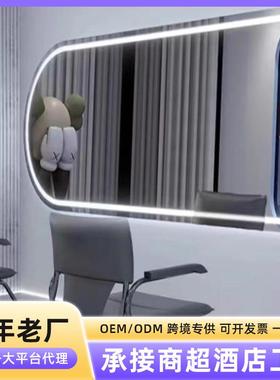 理发店横挂大通镜发廊专用潮店美发店镜台烫染一体挂墙网红镜子