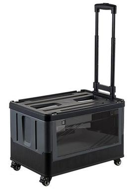 户外露营车载可折叠收纳箱塑料大号透明侧开门拉杆滑轮收纳整理箱