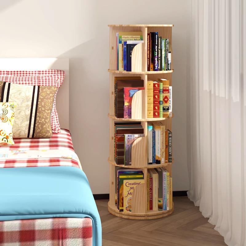 包邮简易旋转书架分层家用客厅靠墙学生收纳架置物架落地拐角书柜