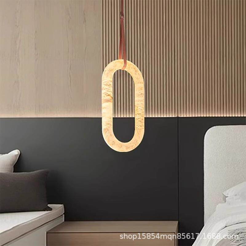 全铜天然云石卧室床头小吊灯西班牙高级感吧台玄关设计师样板灯