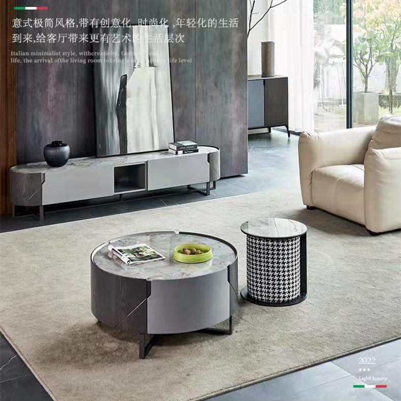 热销榜岩板茶几轻奢现代客厅简约家用小户型圆形网红极简玻璃茶台