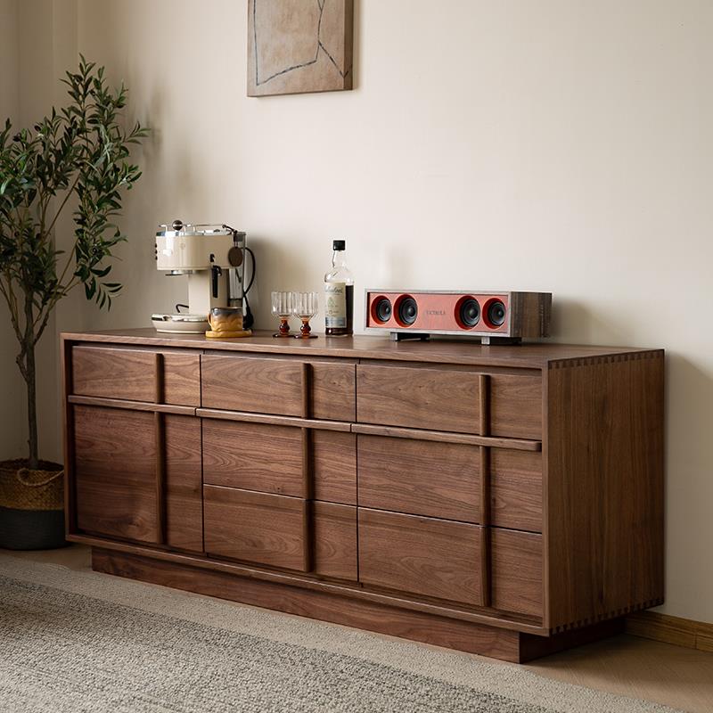 北美黑胡桃木斗柜复古原木床尾客厅靠墙收纳抽屉橱卧室置物电视柜