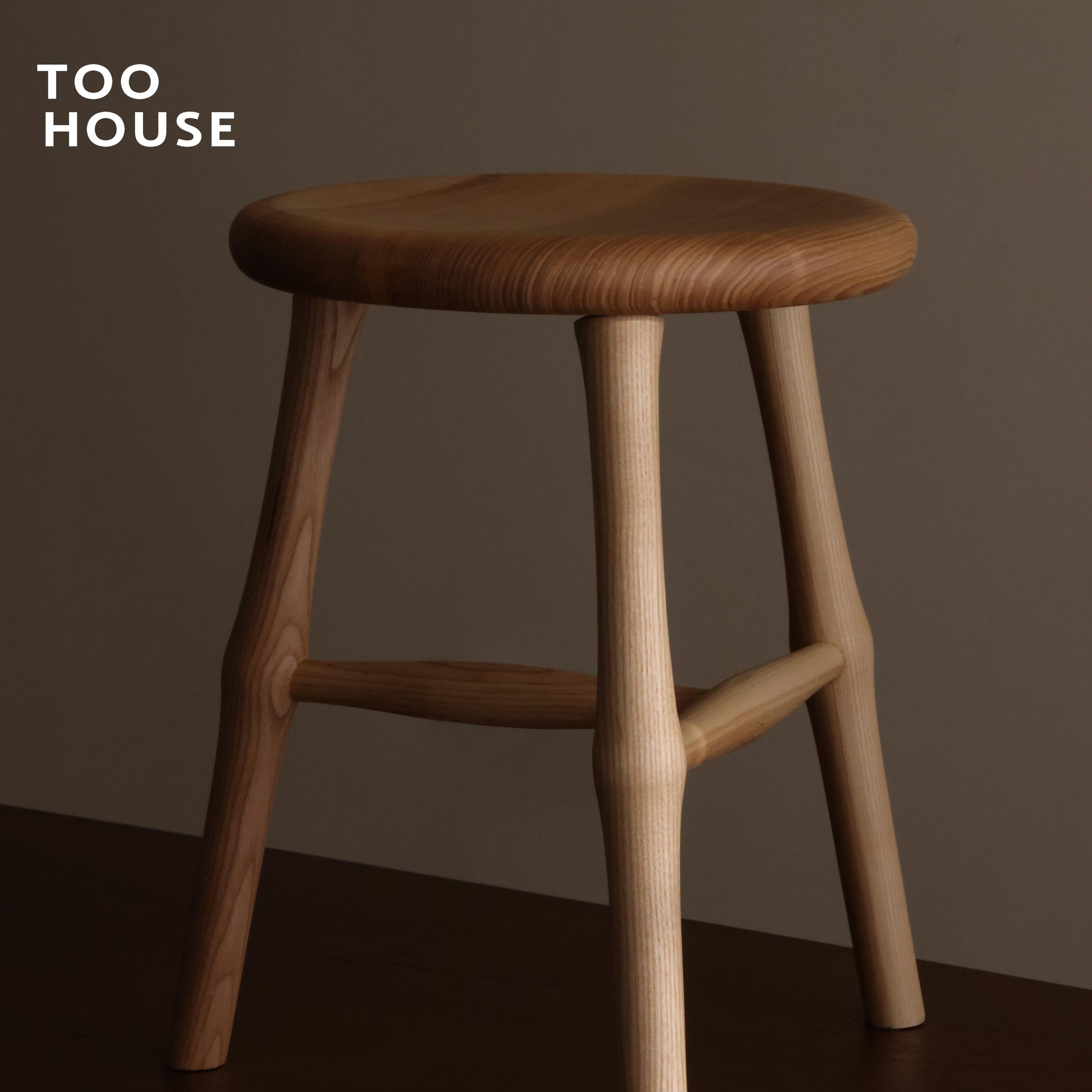 质感好日式原木诧寂风实木家具单人椅子儿童小圆凳装饰边几