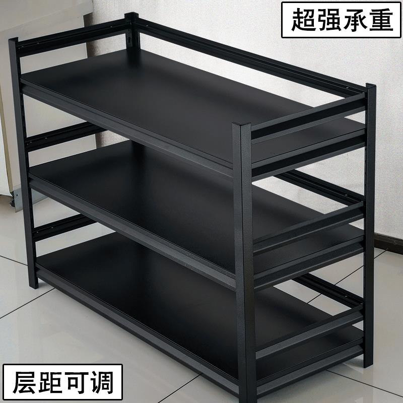 黑色烤漆厨房置物架橱柜架落地多层微波炉烤箱三层锅具金属收纳架