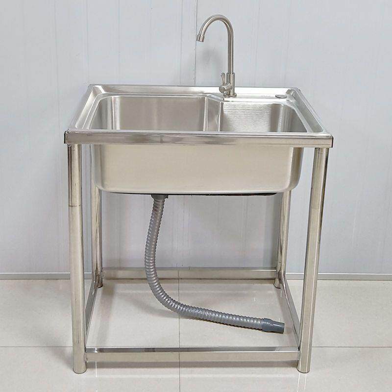 加厚不锈钢水槽单盆水池无磁洗手盆洗碗池稳固简约落地支架不摇晃