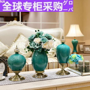美式 欧洲欧式 客厅陶瓷花瓶摆件家居干花插花仿真花艺套装 餐桌玄关