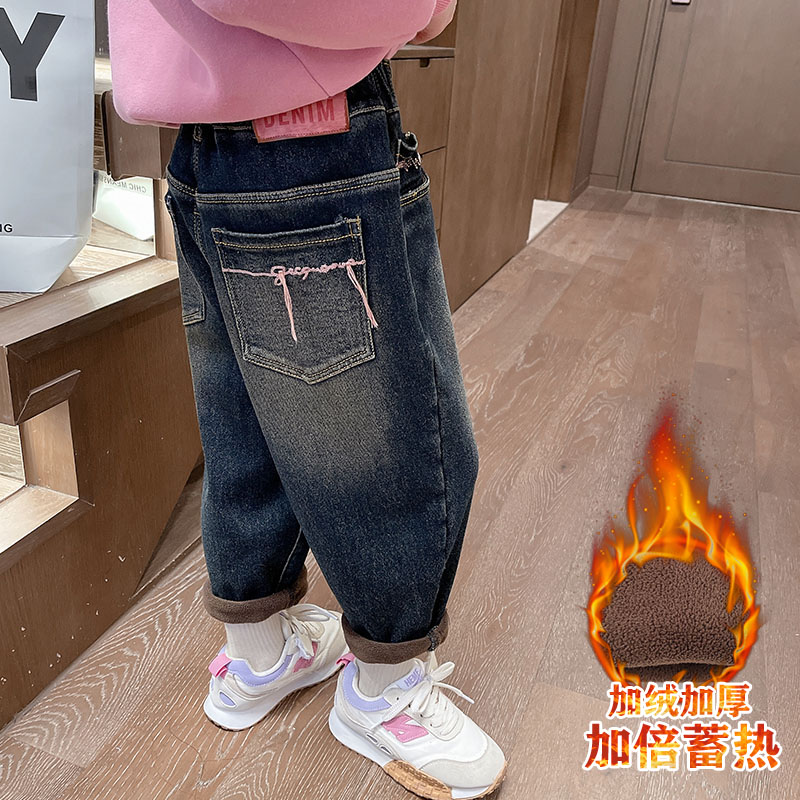 女童牛仔裤秋冬款2025新款