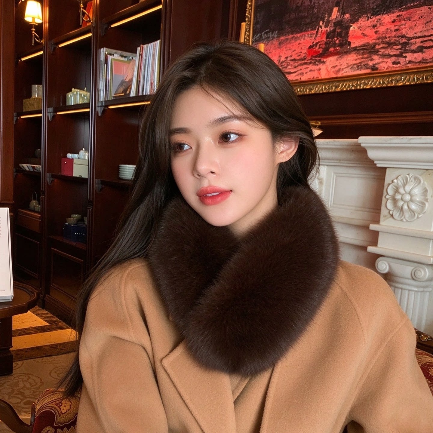 冬季新品狐狸毛围脖女双面毛仿皮草围巾高级感百搭保暖磁吸毛毛领