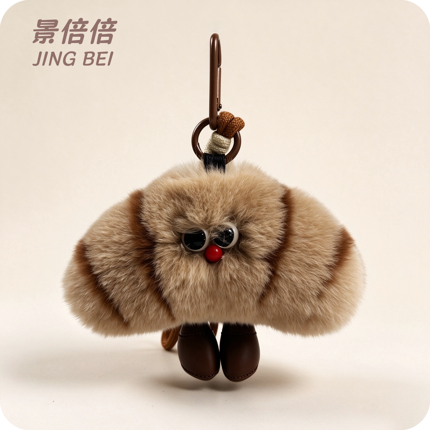 景倍倍真獭兔毛绒牛角包书包挂饰图片