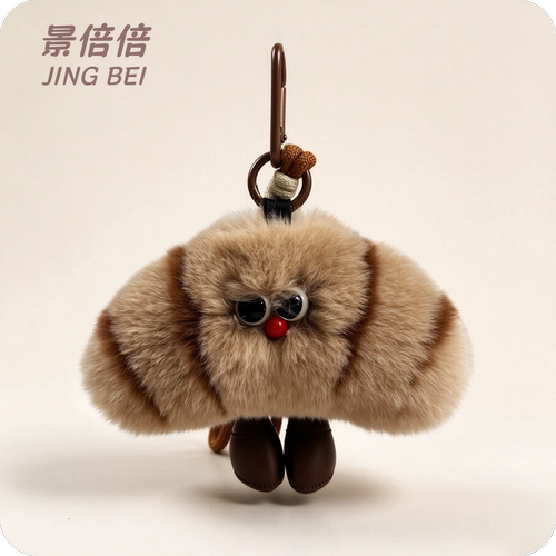 景倍倍真獭兔毛绒牛角包书包挂饰
