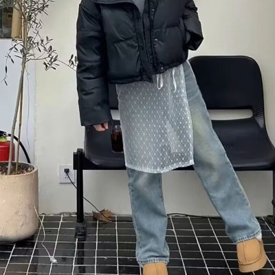 2025新款蕾丝屁帘叠穿半身裙