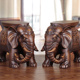 新品 实木雕刻大象换鞋 凳子一对木质象摆件落地玄关客厅手工艺礼品