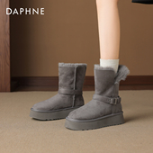 冬季 达芙妮厚底雪地靴女款 2025新款 加绒加厚东北棉靴防滑毛毛短靴