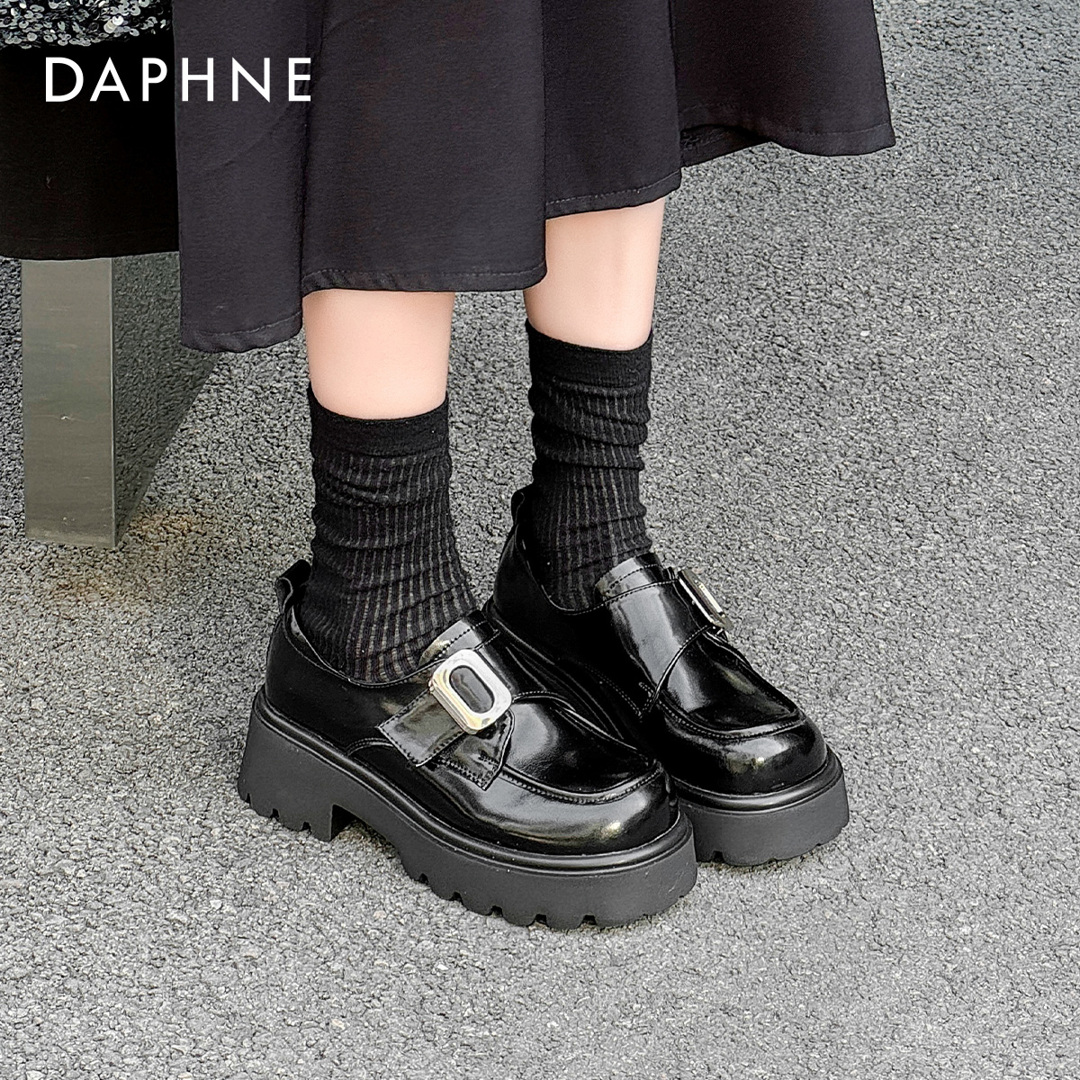 棕色英伦风厚底乐福鞋女